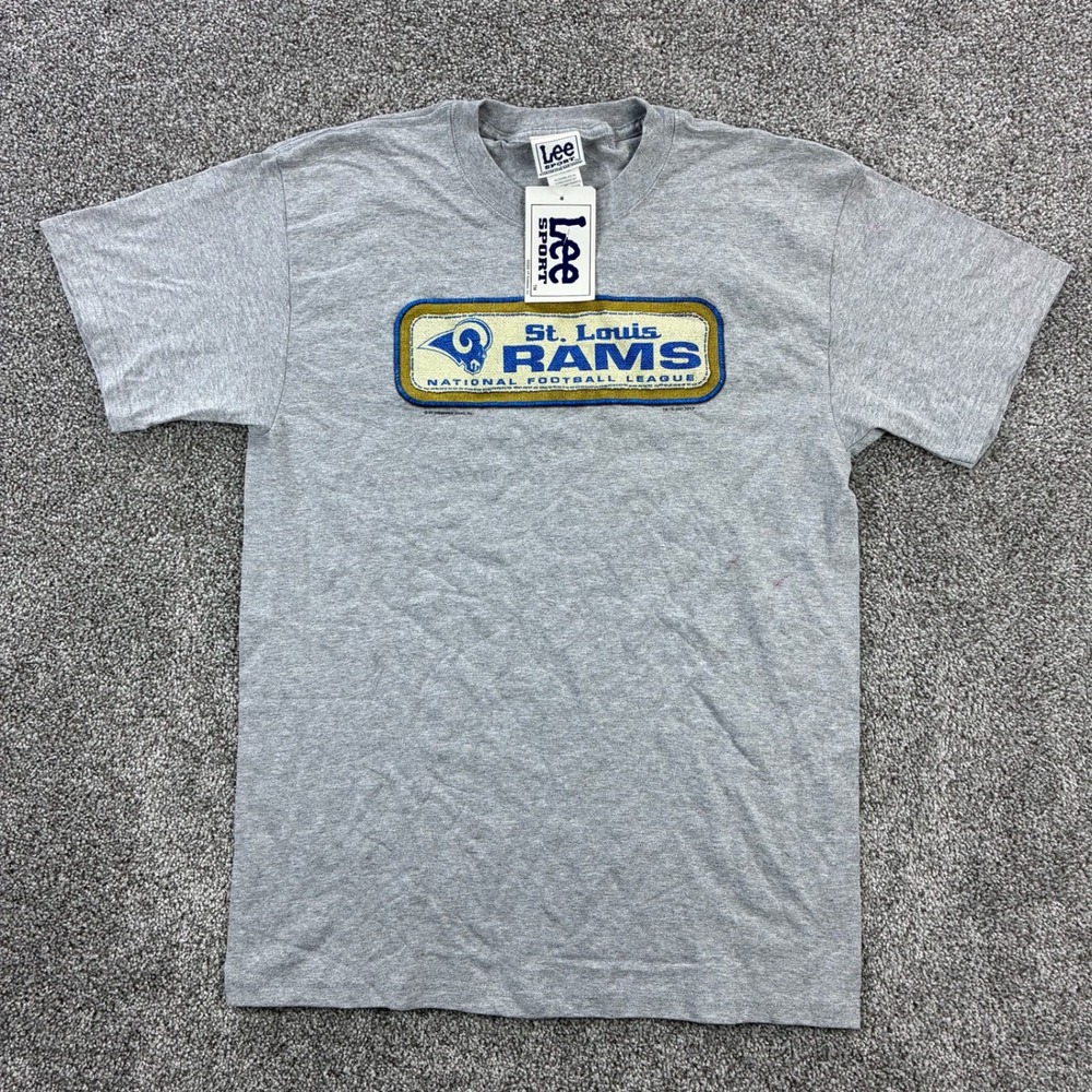 NWT Vintage St. Louis Rams Shirt Mens Medium Gray Lee Sport NFL Football Box